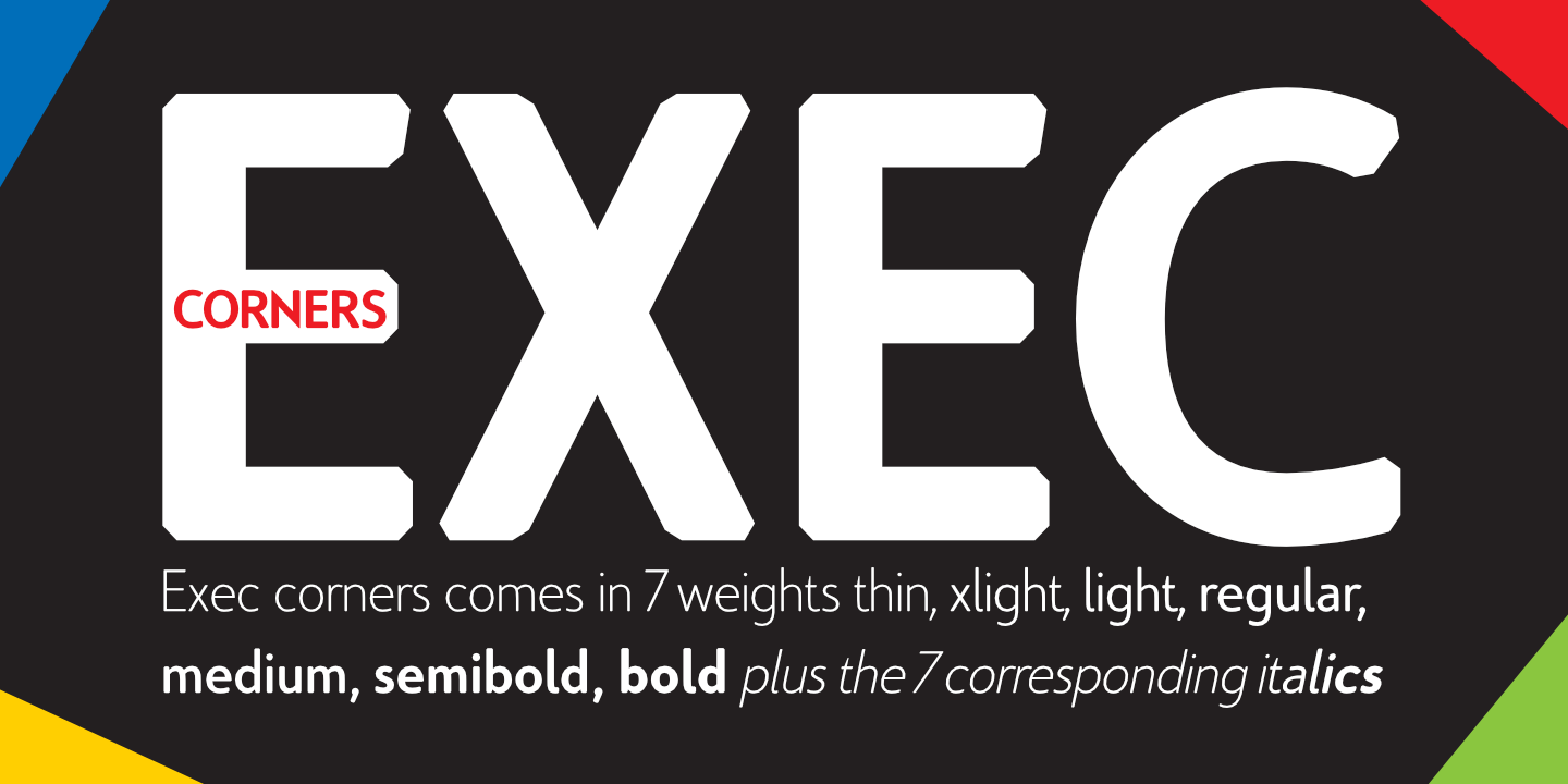 Przykład czcionki Exec Corners Light Italic